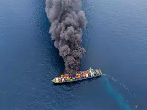 Indian Coast Guard continues firefighting ops on MV WAN HAI 503 despite adverse sea conditions